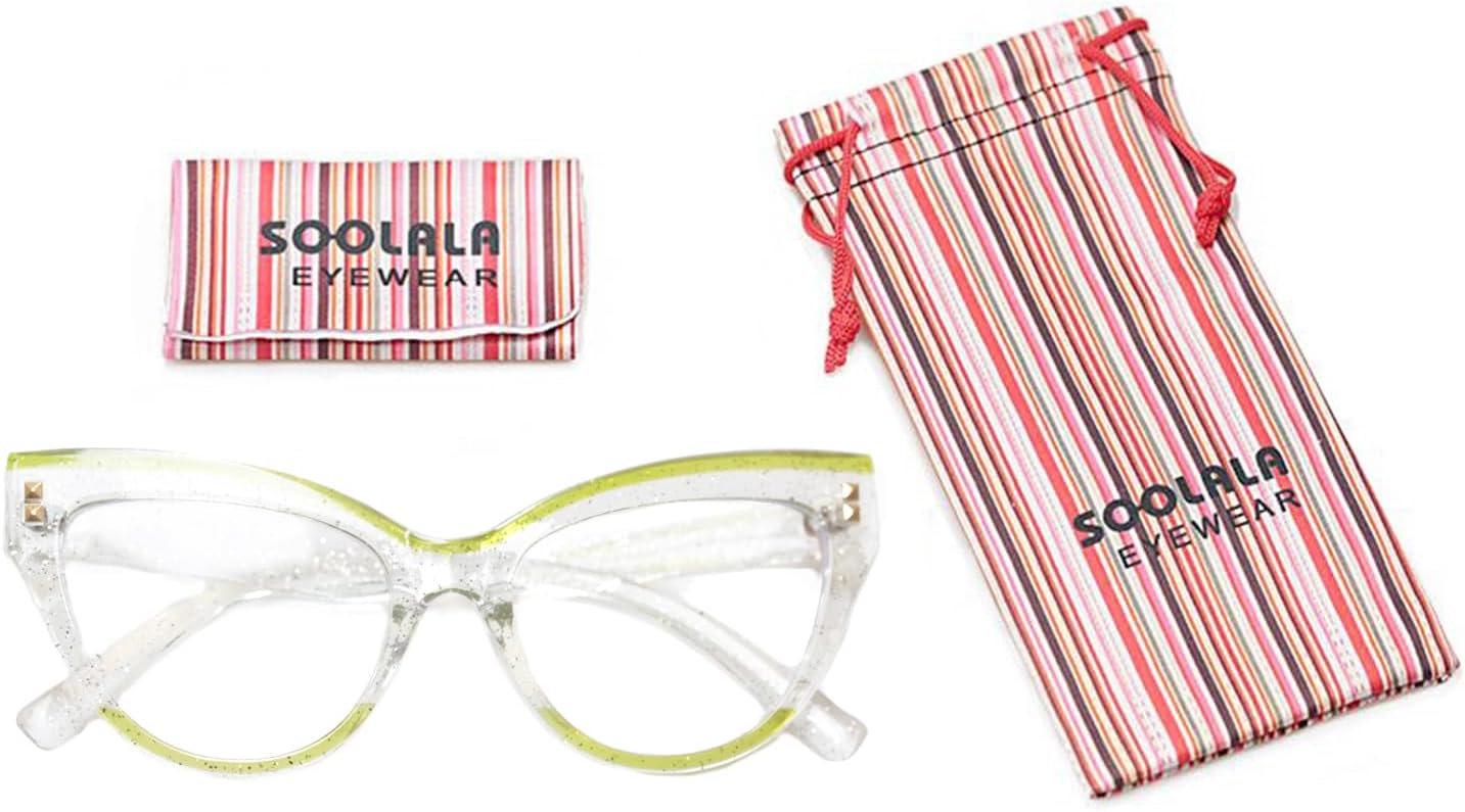 SOOLALA Gafas de ojo de gato de moda para mujer, lentes de lectura con bloqueo de luz azul