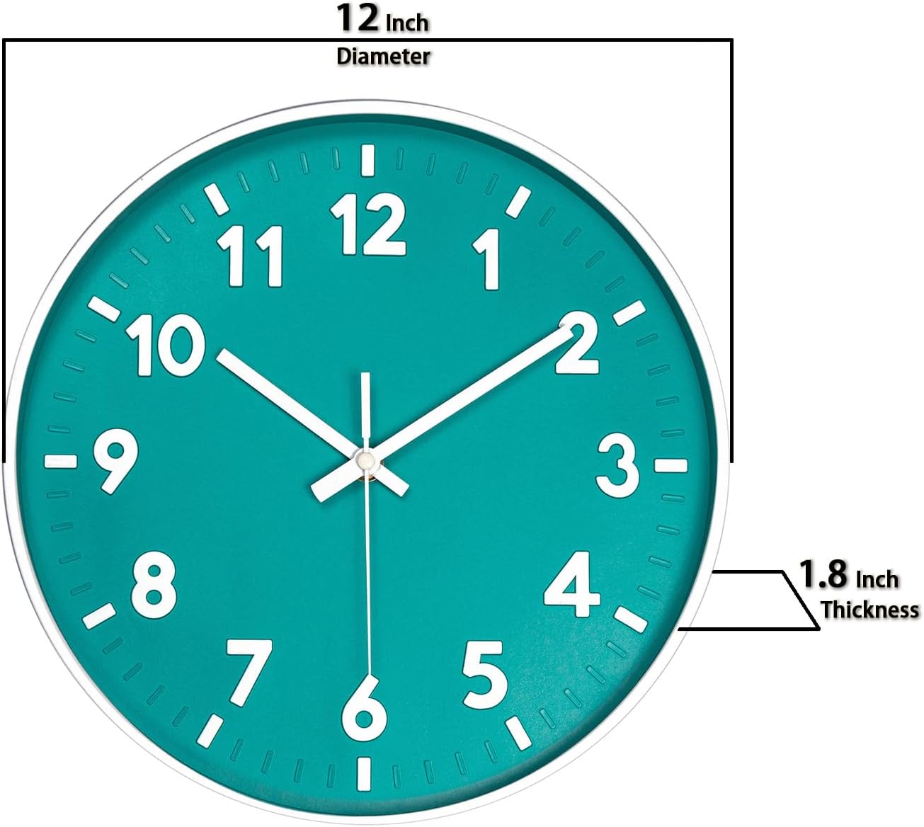 Reloj de pared moderno con número 3D de 12 pulgadas, esfera redonda brillante y colorida, reloj de pared silencioso de cuarzo que no hace tictac,