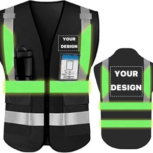 YOWESHOP Chaleco de seguridad de alta visibilidad reflectante con bolsillos y cremallera personalizado su logotipo ropa de trabajo de seguridad YOWESHOP Chaleco de seguridad de alta visibilidad reflectante con bolsillos y cremallera personalizado su logotipo ropa de trabajo de seguridad