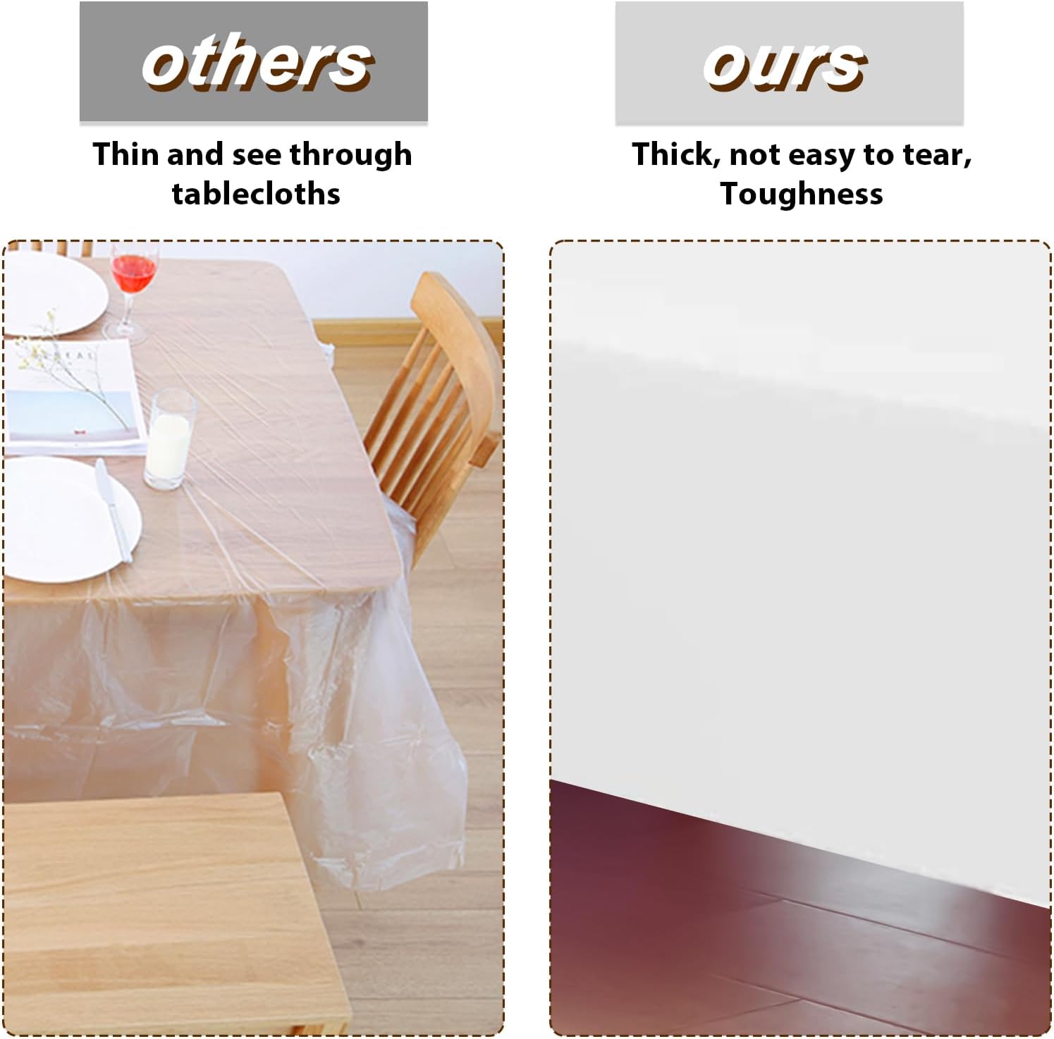 Fixwal Paquete de 6 manteles de plástico para mesas rectangulares, manteles de plástico desechables de plástico blanco de 54 x 108 pulgadas,