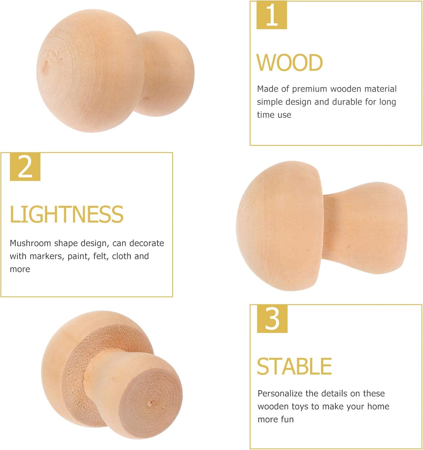 EXCEART Juego de 30 piezas de hongos de madera naturales sin terminar con formas de hongos, figuras de hongos, mini muñecas de madera para artes y
