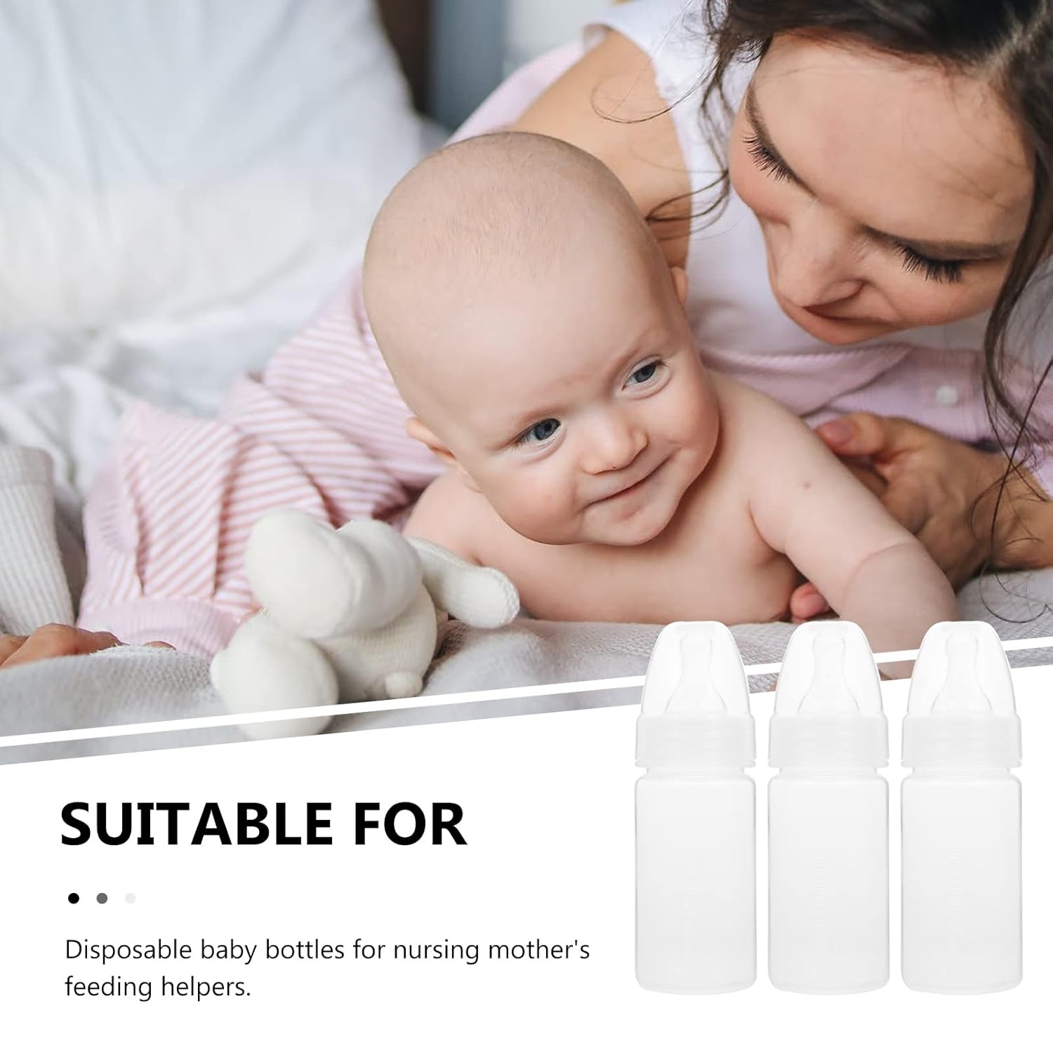 DOITOOL 15 botellas de leche desechables para recién nacidos, botellas de leche flexibles, botellas clásicas de cuello transparente (blanco)