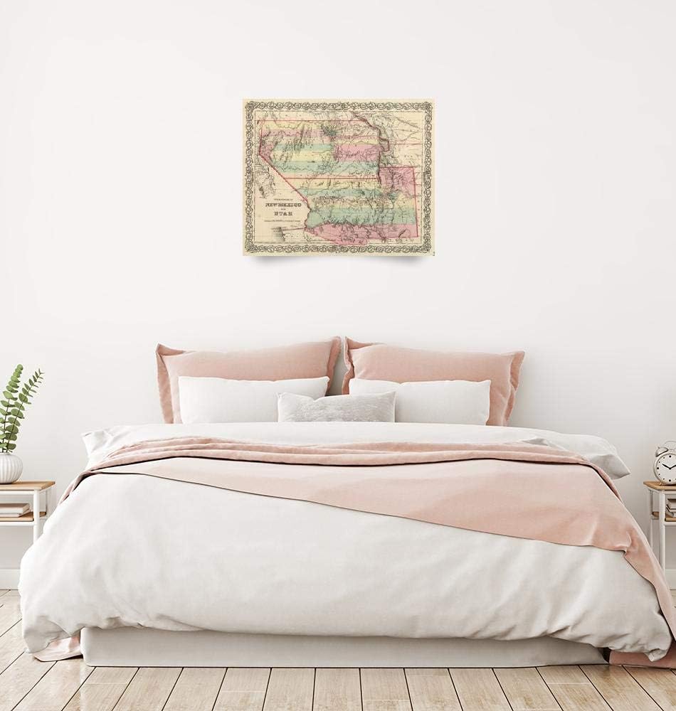 Imagekind Wall Art Print Entitled Vintage Map of New Mexico and Utah (1857) by Alleycatshirts  20 x 16
