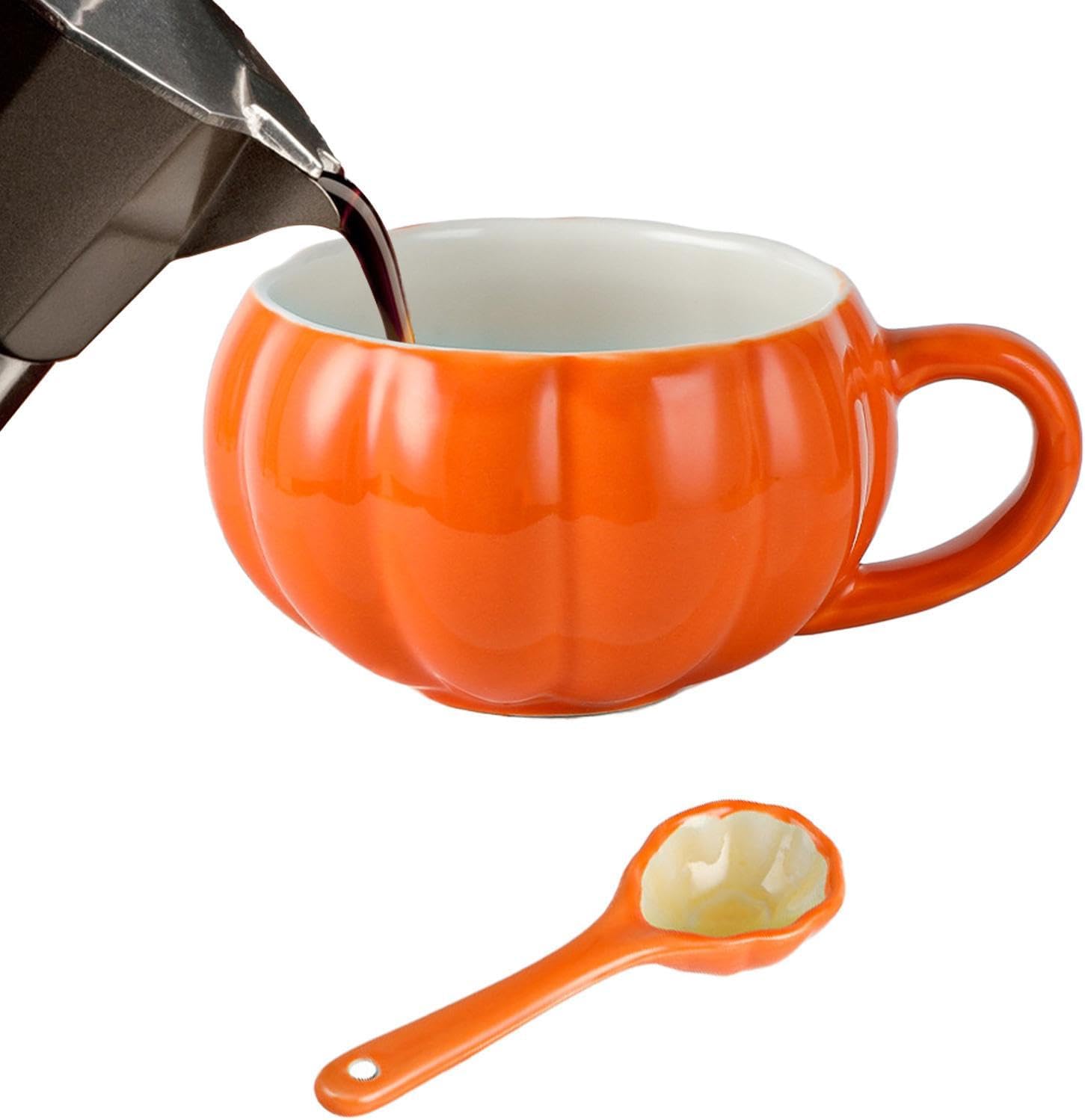 Taza de Halloween 3D con diseño de calabaza y fantasma, taza de cerámica para niños, taza de café de Halloween con tapa