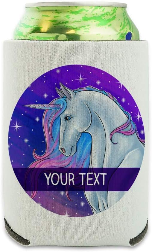 Personalizado personalizado majestuoso unicornio 1 línea lata enfriador – manga bebida Hugger plegable aislante titular