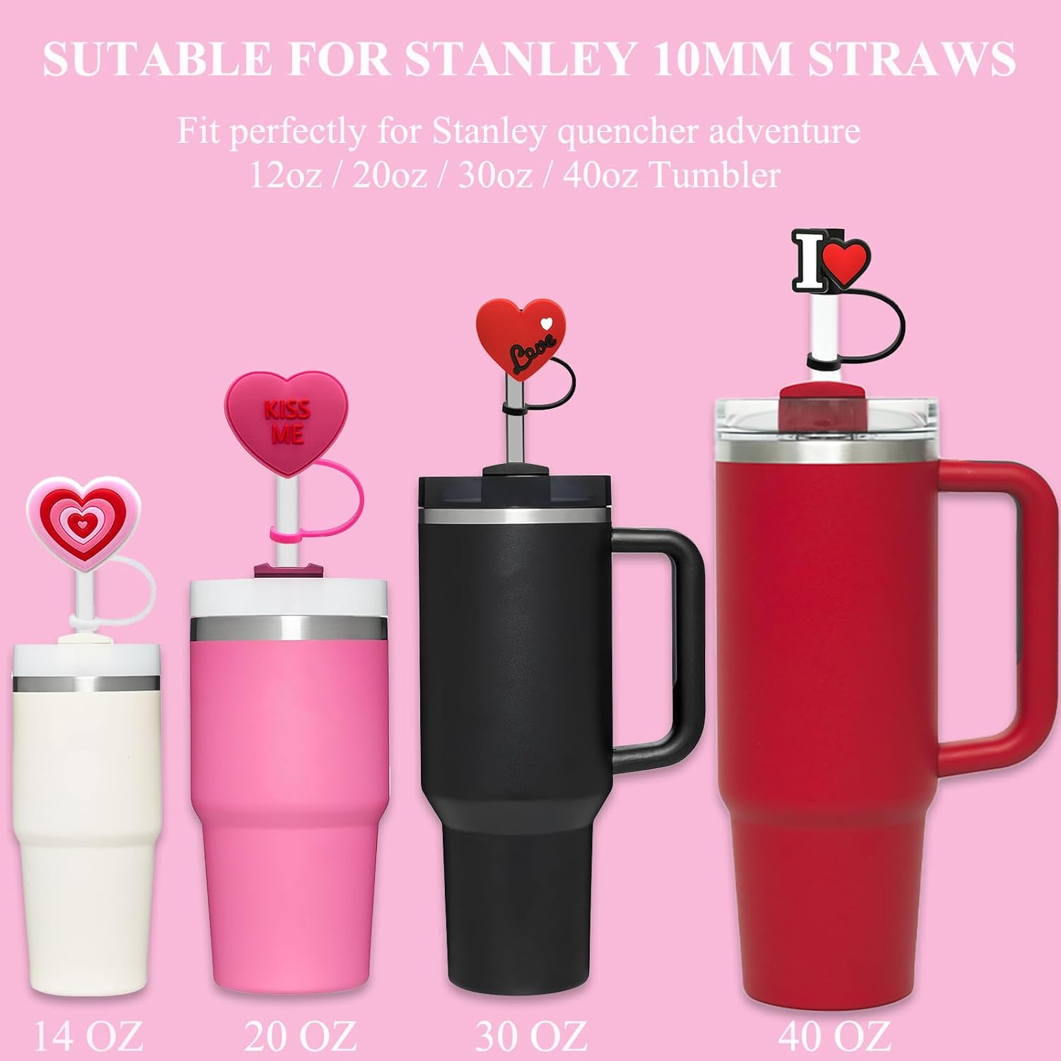 Funda de popote de 0.4 pulgadas de diámetro para copa Stanley, adorno de popote Amreich para vaso Stanley de 30 y 40 onzas con asa, tapa de popote