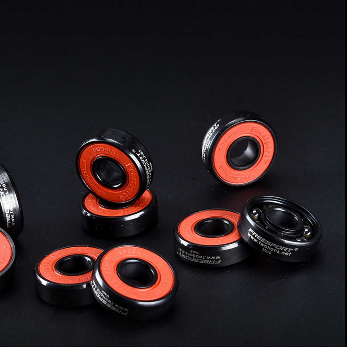 TwoLions High Rev 608RS – Rodamientos híbridos de cerámica negra para patín en línea, monopatín o scooter (paquete de 8)