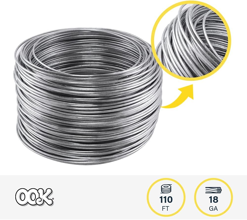 OOK Alambre de hobby de acero galvanizado (#18) 110′