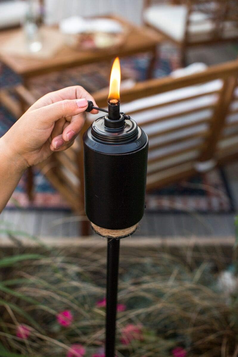 TIKI Brand Adjustable Flame TIKI – Antorcha de resina negra, iluminación decorativa al aire libre para patio trasero, césped, patio y jardín, 65