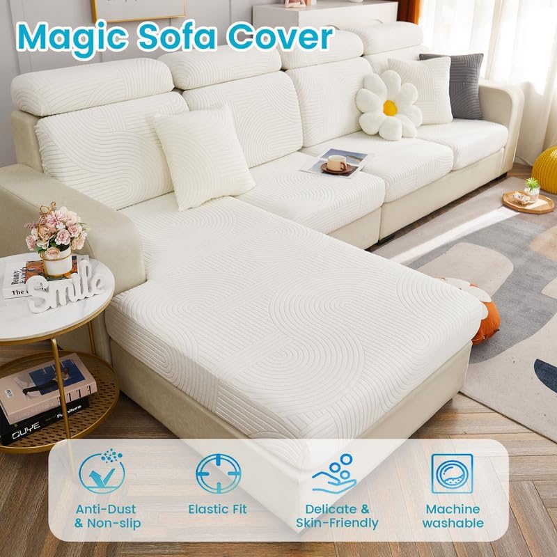 OKYUK Funda universal para sofá, funda de sofá modular en forma de L, funda de cojín separado para sofá, alta elasticidad, tela jacquard gruesa