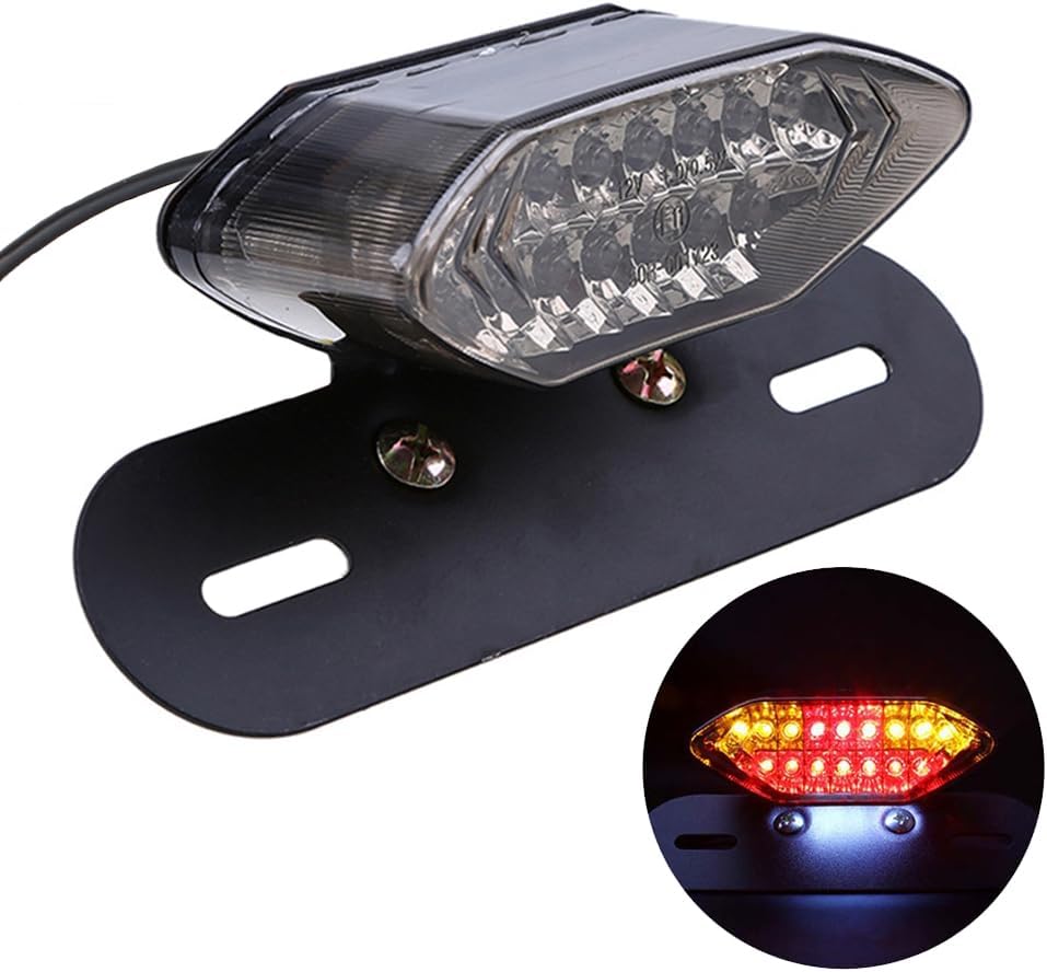 BISHERDER Luz de freno de motocicleta, universal 5 cables 16 LED luz trasera de motocicleta con señales de giro Bisherder12v Luz de matrícula de