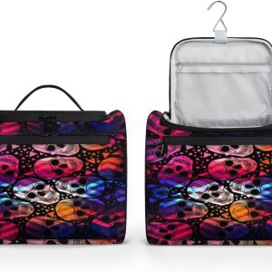 Skull Art Design Toiletry Bag for Women Travel Makeup Organizer with Hanging Hook Traveling Cosmetic Bags for Toiletries Accessories Skull Art Design Toiletry Bag for Women Travel Makeup Organizer with Hanging Hook Traveling Cosmetic Bags for Toiletries Accessories