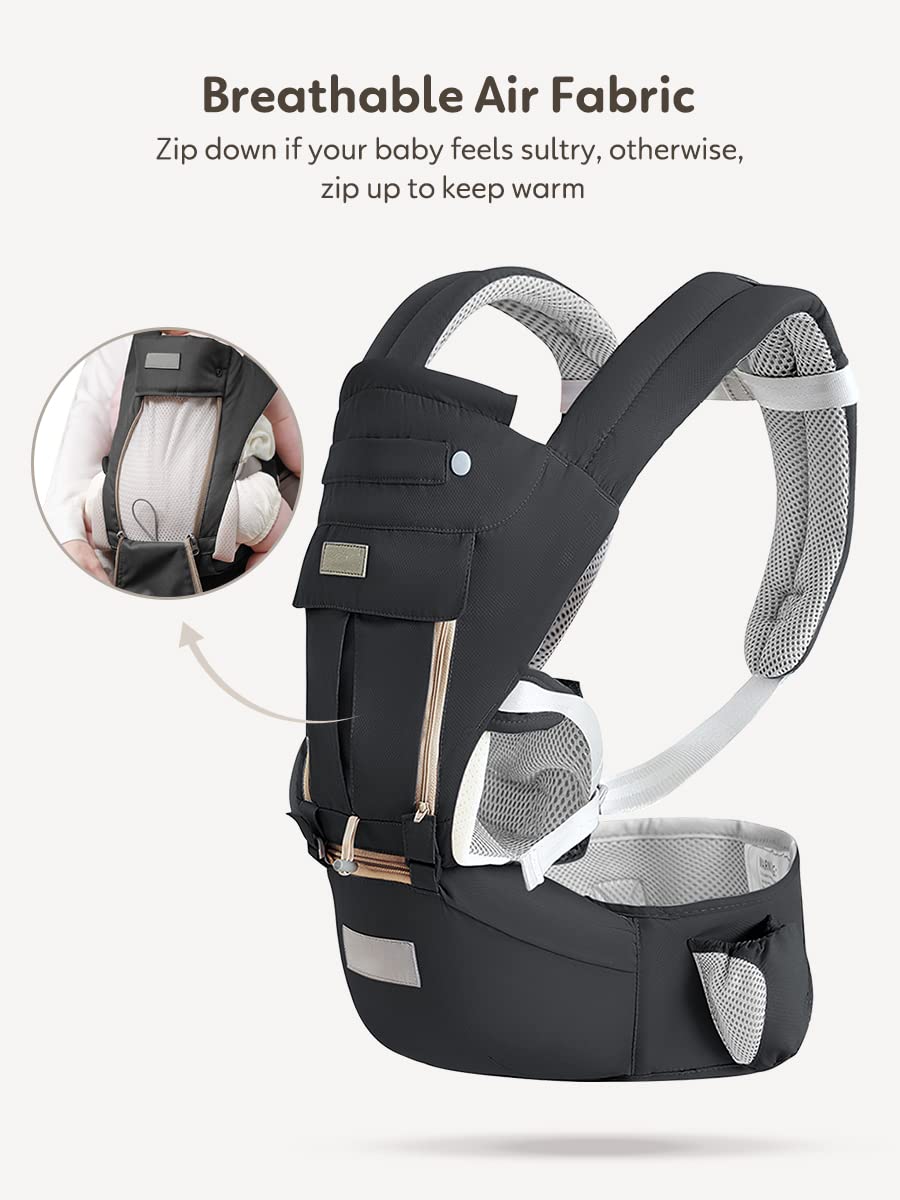 Portabebés con asiento de cadera, portabebés de recién nacido a niño, portabebés para niños pequeños de 7 a 66 libras, portabebés para todas las