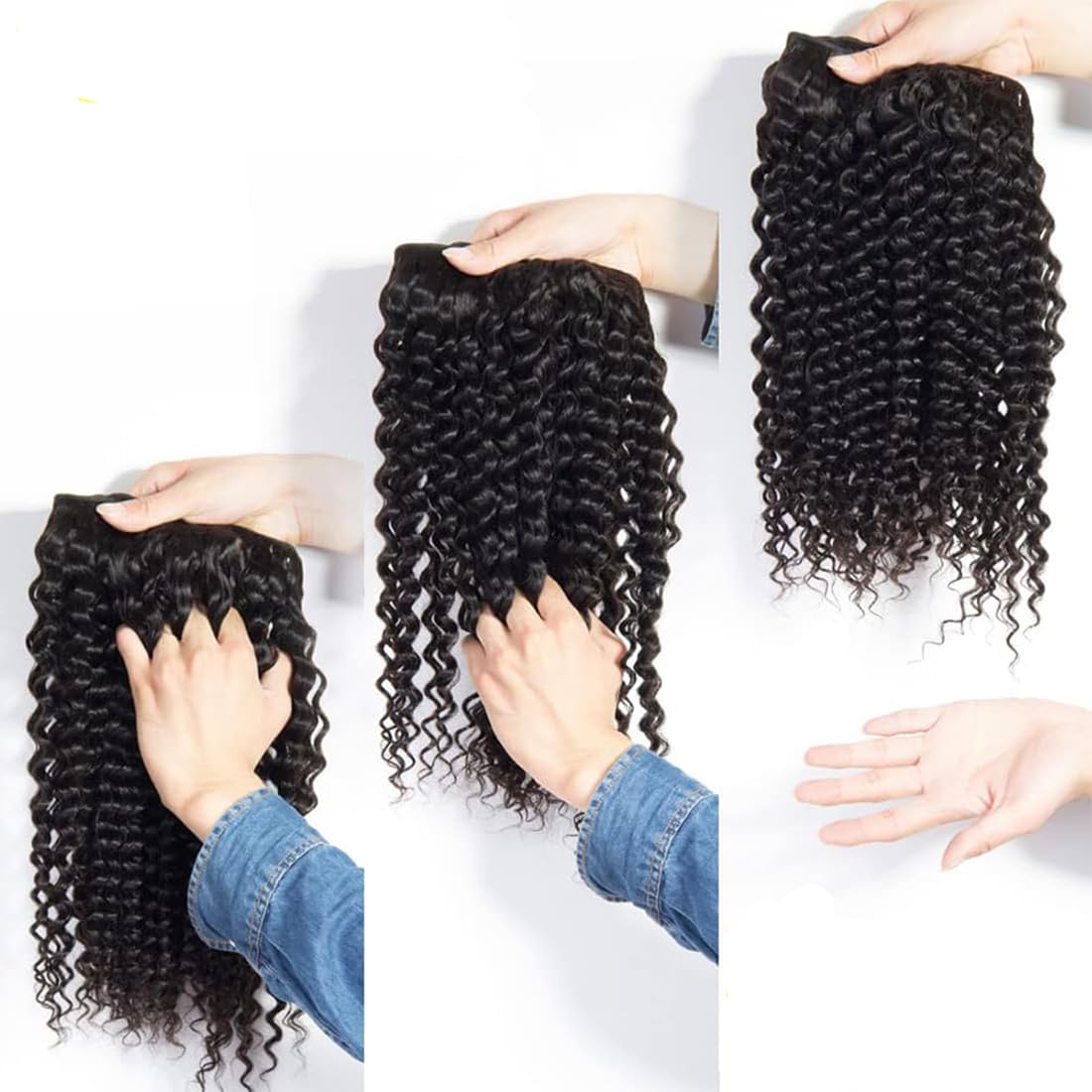 Flyzhuim Extensiones brasileñas de onda profunda de 30 pulgadas sin procesar, extensiones de cabello humano ondulado profundo, extensiones de