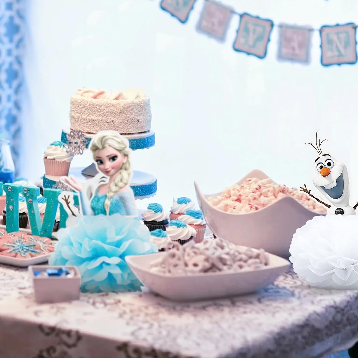 6pcs Frozen Honeycomb Centerpiece Party Supplies Mesas Decoraciones Papel Centros de mesa Decoración de mesa de cumpleaños Azul Blanco