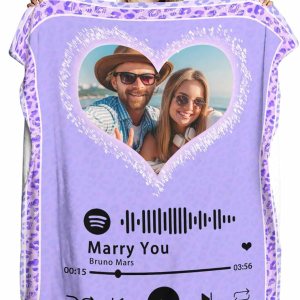 Manta de música personalizada con código de Spotify con foto, manta de texto personalizada para parejas, enamorados, regalos conmemorativos para Manta de música personalizada con código de Spotify con foto, manta de texto personalizada para parejas, enamorados, regalos conmemorativos para
