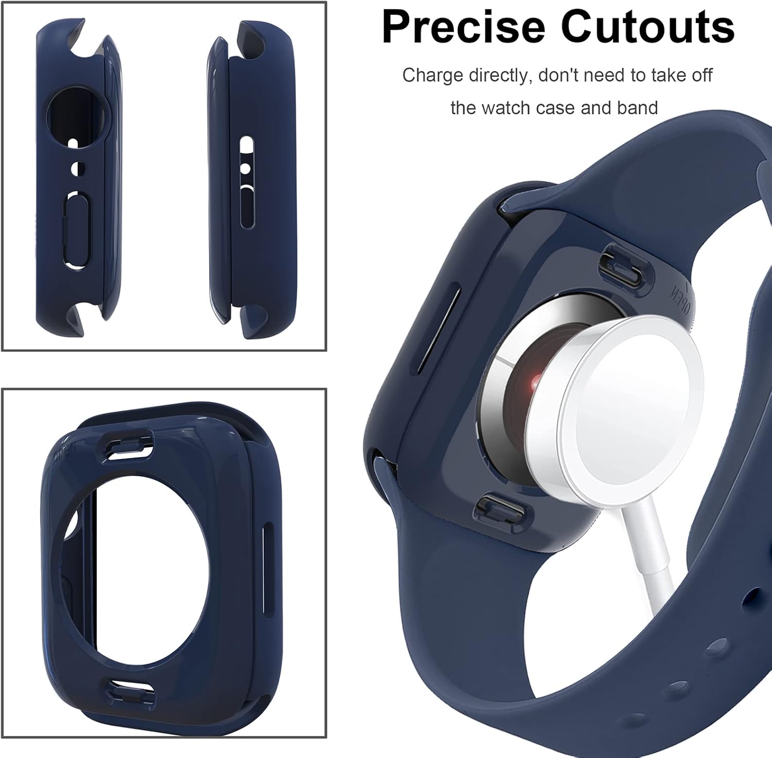 2 en 1 Miimall – Funda protectora de pantalla impermeable para Apple Watch 7 de 1.614 pulgadas, carcasa rígida de policarbonato impermeable