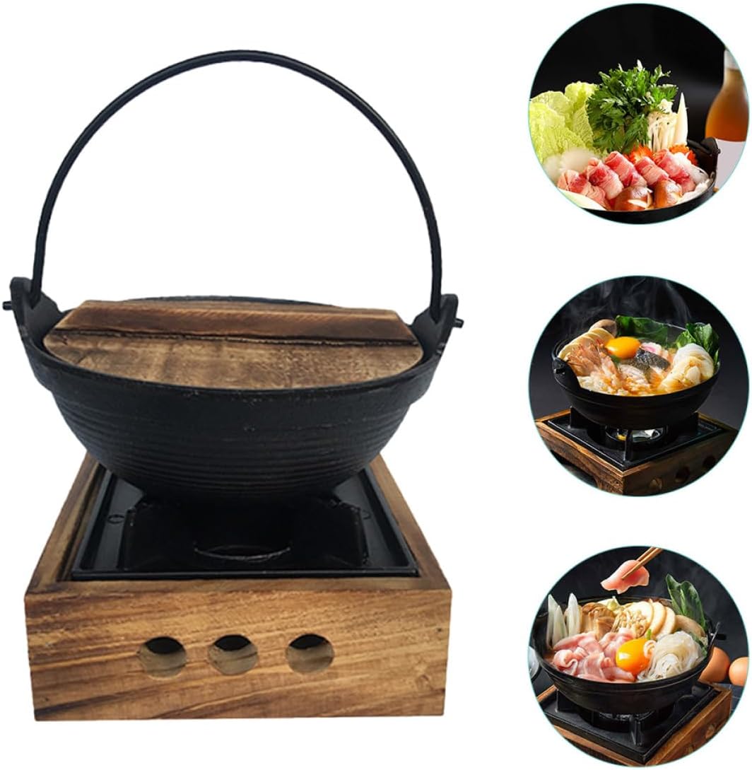 Sukiyaki olla de hierro fundido para salsa de mandarina, mini sartén de hierro fundido, caldero donabe, olla de cocina japonesa yin yang olla