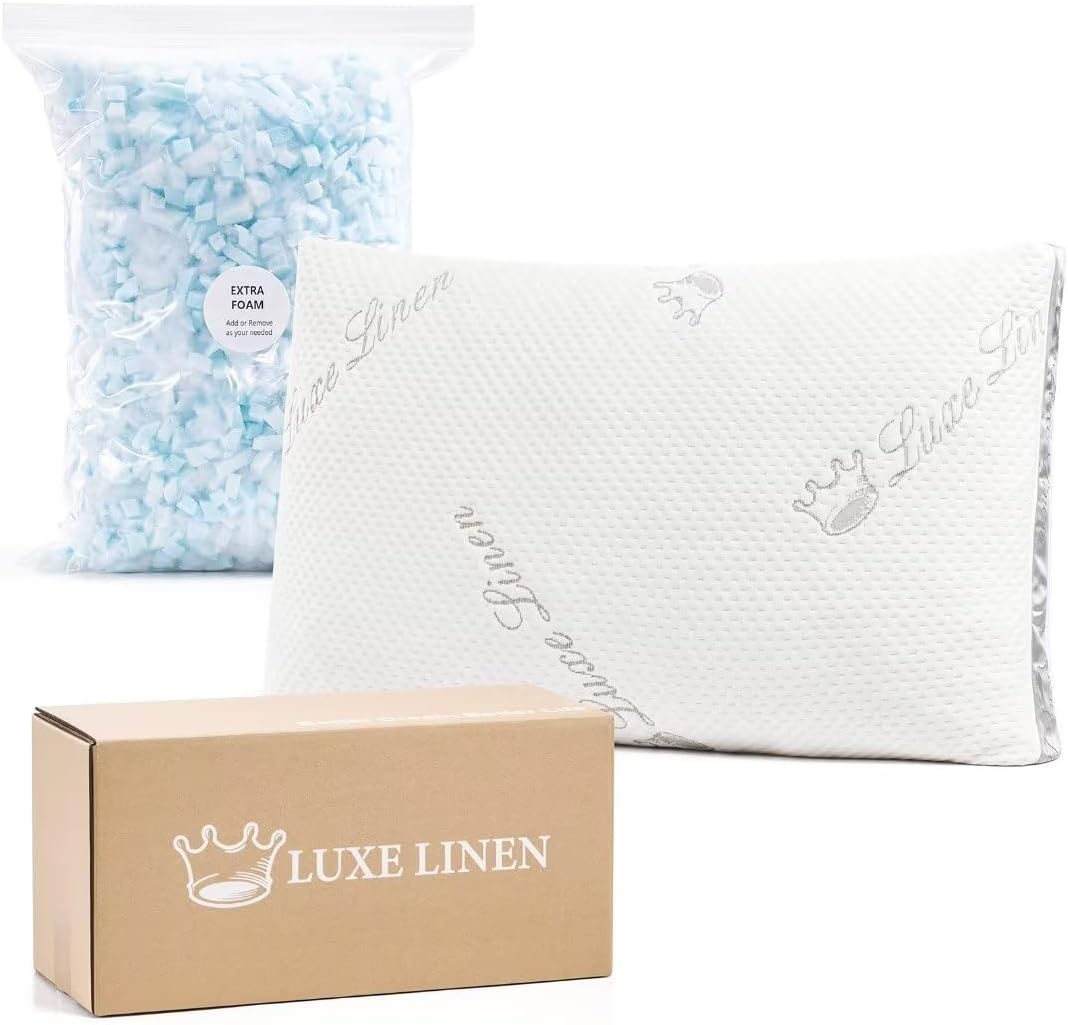 Almohadas tamaño King, almohadas de espuma viscoelástica trituradas, almohada de cama ajustable para dormir, almohadas de cama de algodón orgánico