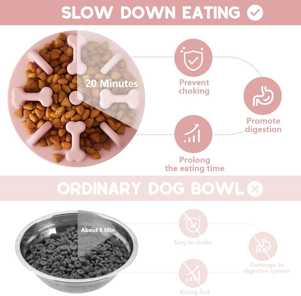 Animire – Cuencos para perros de alimentación lenta, rompecabezas antiasfixia de silicona suave, alimentador lento, antideslizante para comer