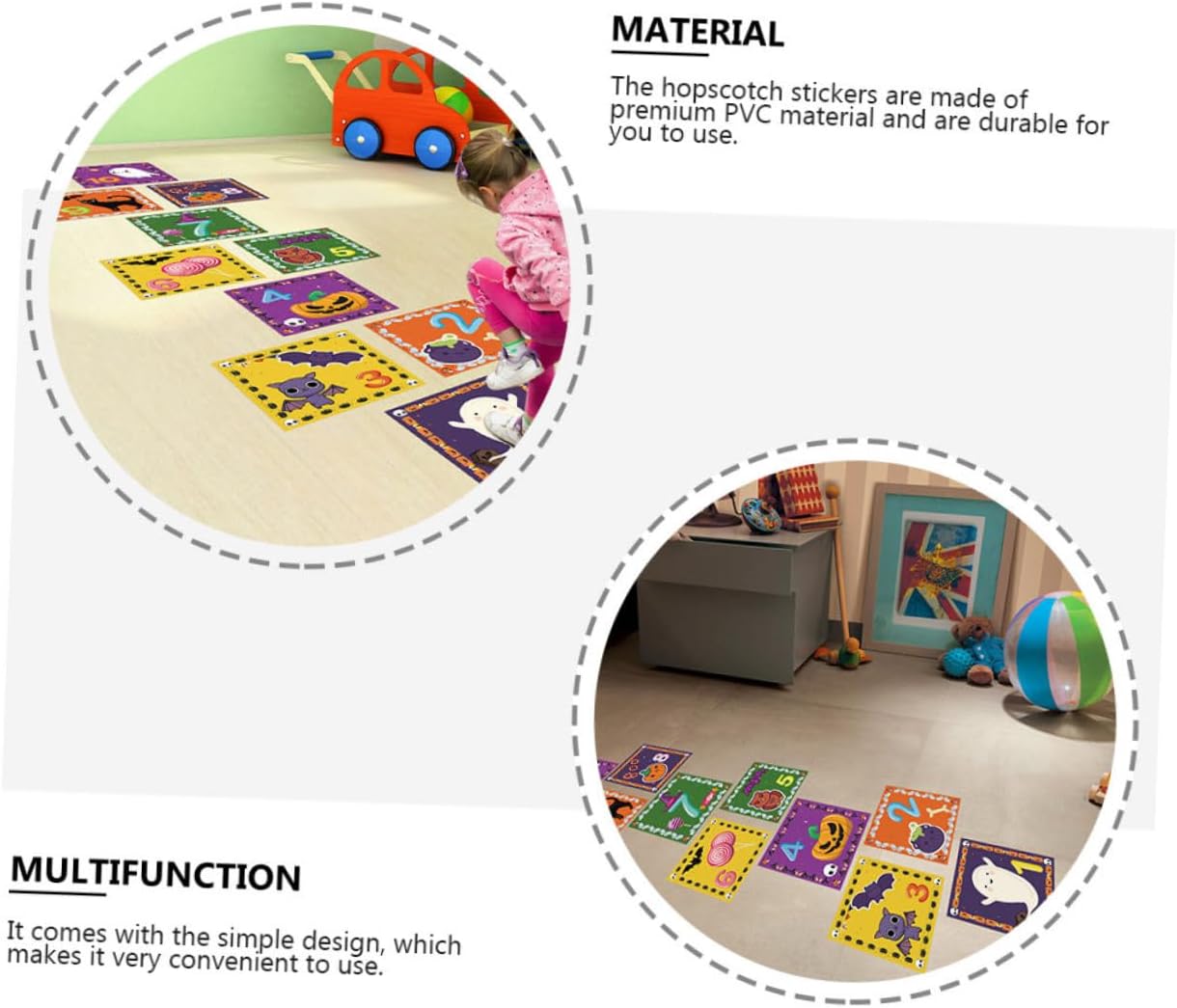 SAFIGLE 1 Unidades Hopscotch Floor Vision Kids Palymat Halloween Kid Ground Wallpaper Halloween Piso Pegatina Decoración Niños Juguetes Niños