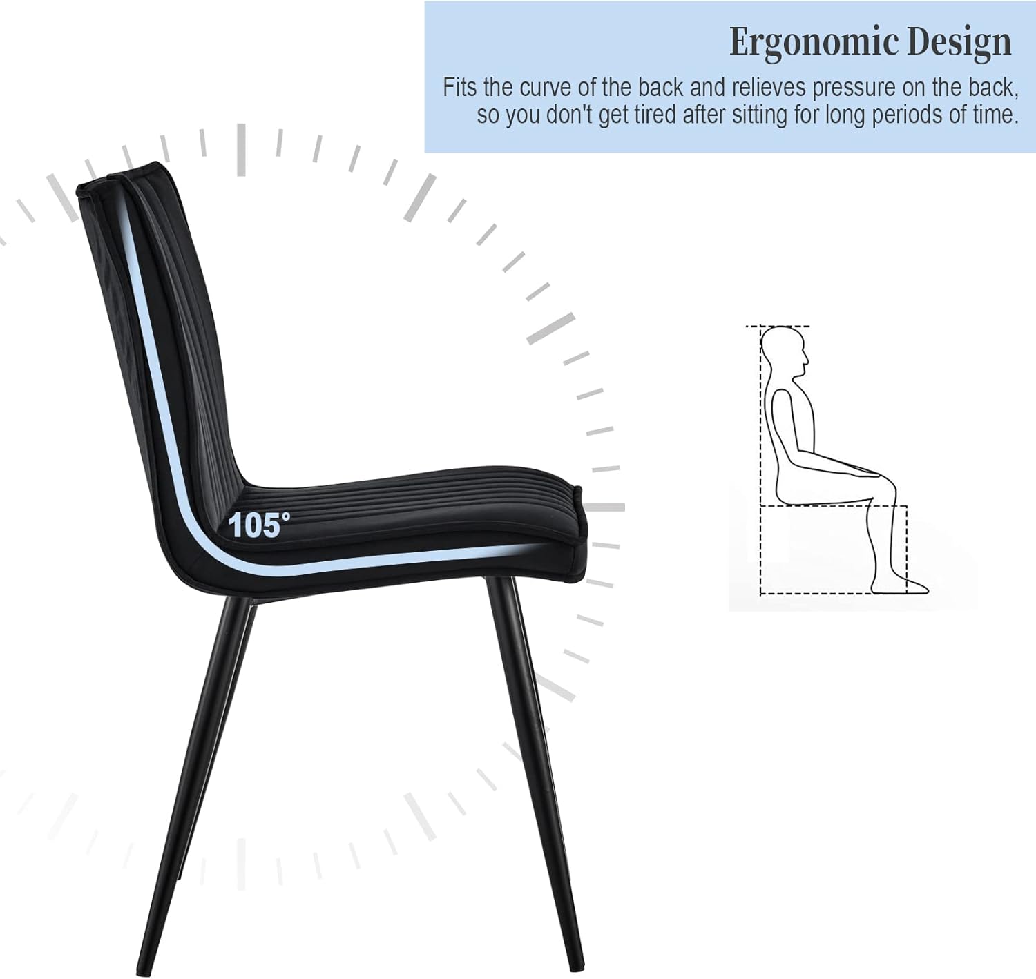 CLIPOP Juego de 2 sillas de comedor modernas de terciopelo, sillas de comedor modernas de mediados de siglo con respaldo, asiento tapizado, patas de