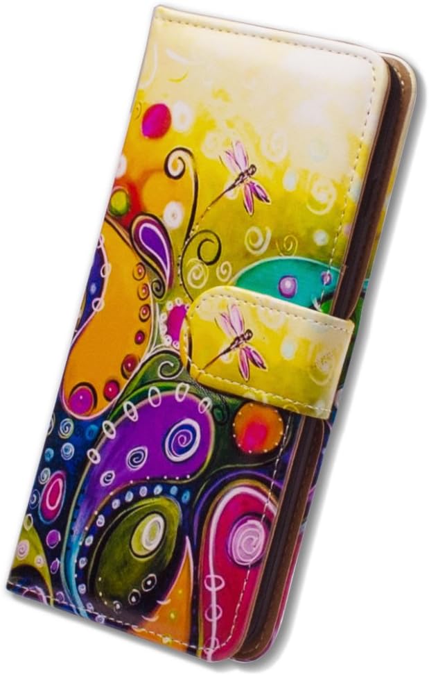 Funda para Moto G Power 5G, diseño de libélula colorida funda de piel con tapa para teléfono con ranura para tarjetas, soporte para Motorola Moto G