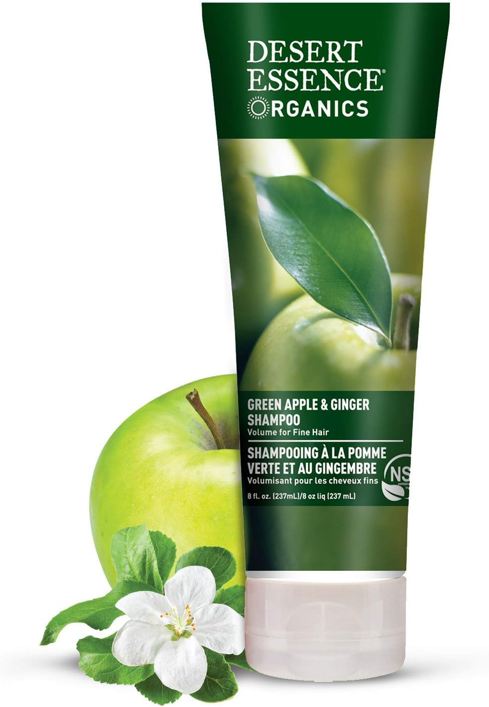 Desert Essence Green Apple & Ginger Champú y acondicionador  8 onzas líquidas  Volumen para cabello fino  Natural  Hidratante profundo