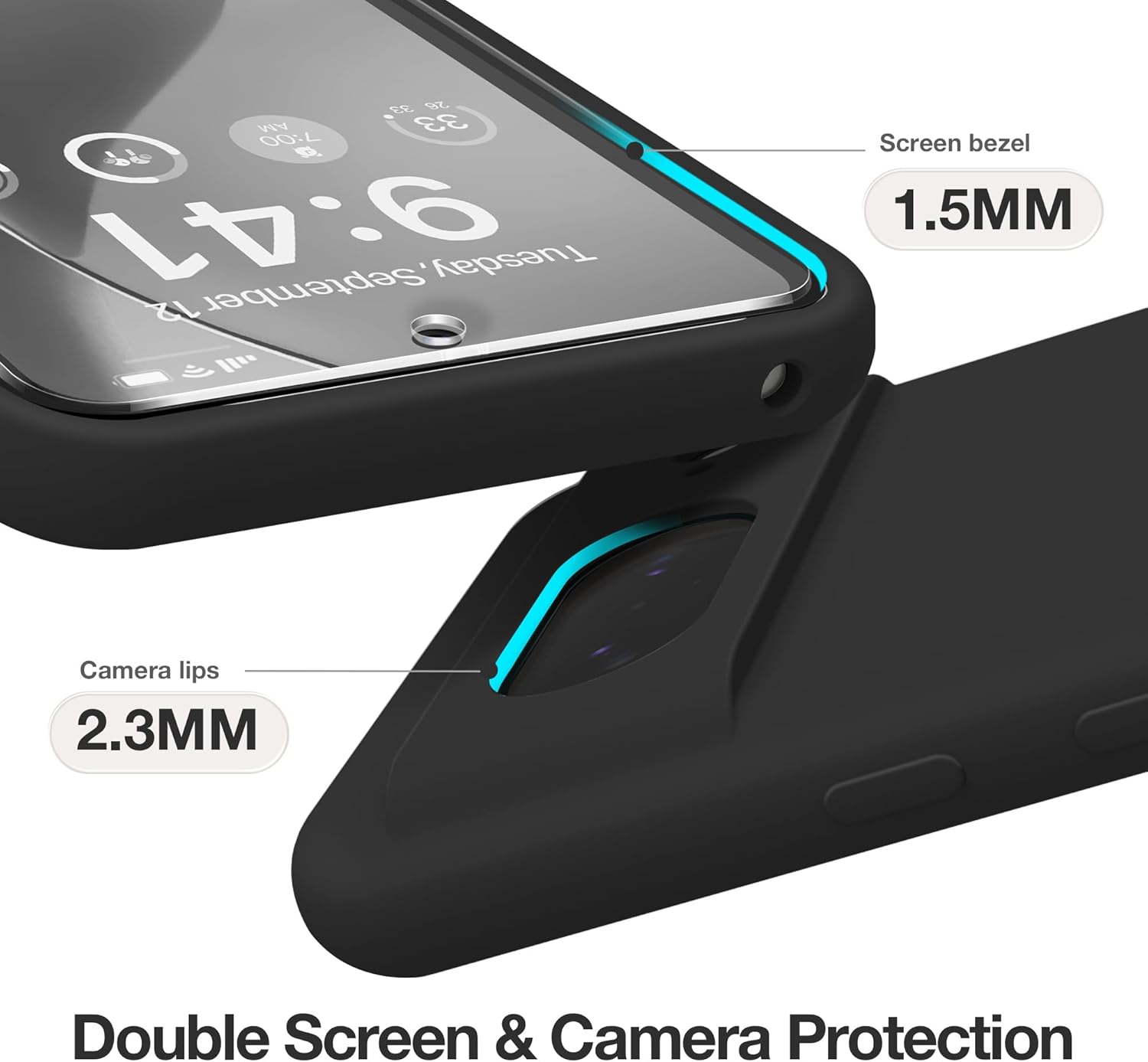 GONEZ Compatible con Google Pixel 8, funda de silicona líquida con 2 protectores de pantalla, funda protectora de cuerpo completo, a prueba de