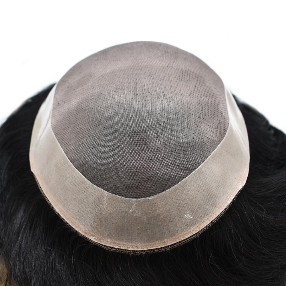 Toupee para hombres Cabello humano real para hombre, pieza de pelo para hombres Fine Mono Men Sistema de pelo de piel de polietileno para hombres,