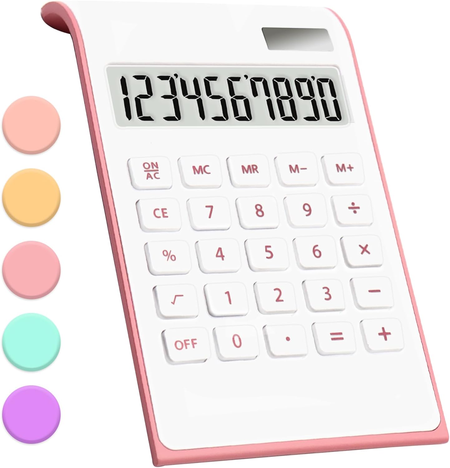 Calculadora rosa, suministros y accesorios de oficina UPIHO Pink, calculadora de oficina básica de batería solar de 10 dígitos, calculadora de