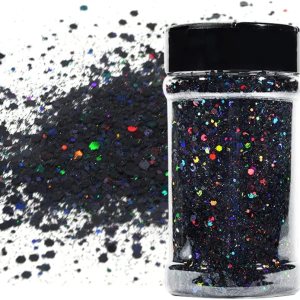 Purpurina holográfica, purpurina negra holográfica, mezcla de purpurina gruesa, mezcla gruesa holográfica de poliéster para resina, bricolaje, Purpurina holográfica, purpurina negra holográfica, mezcla de purpurina gruesa, mezcla gruesa holográfica de poliéster para resina, bricolaje,