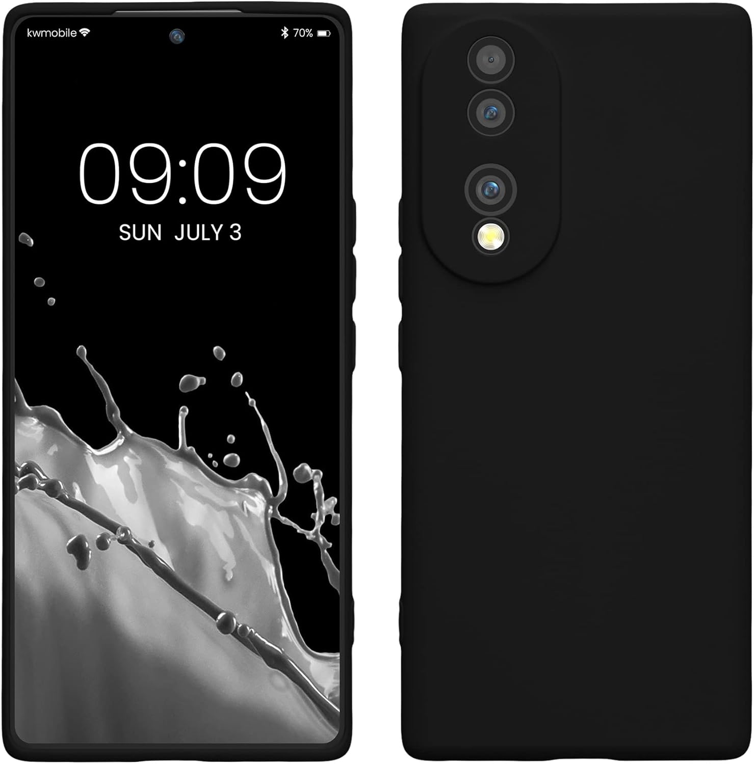 kwmobile Funda compatible con Honor 70 (5G) – Funda protectora delgada de TPU con acabado mate suave – negro mate