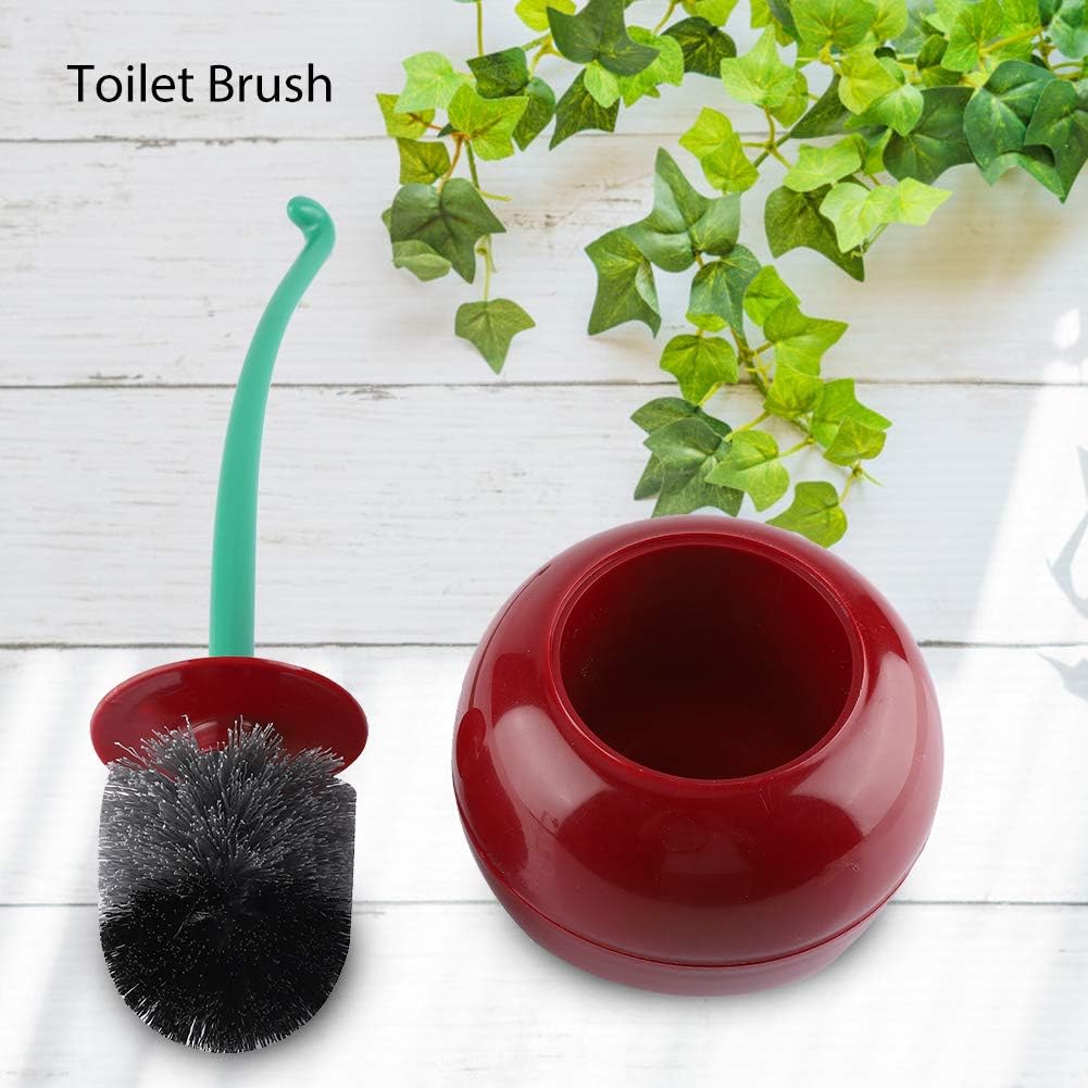 Juego de portaescobillas de inodoro, cepillo Toliet con soporte de pie Cereza – Herramienta de baño de inodoro en forma de lavabo (rojo)