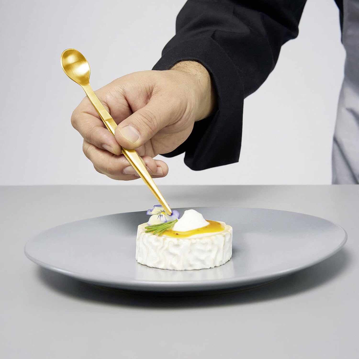 Juego culinario de herramientas de chapado de 5 piezas Contiene pinzas de cocina espátula cuchara de galjanoplastia de salsa (dorado)