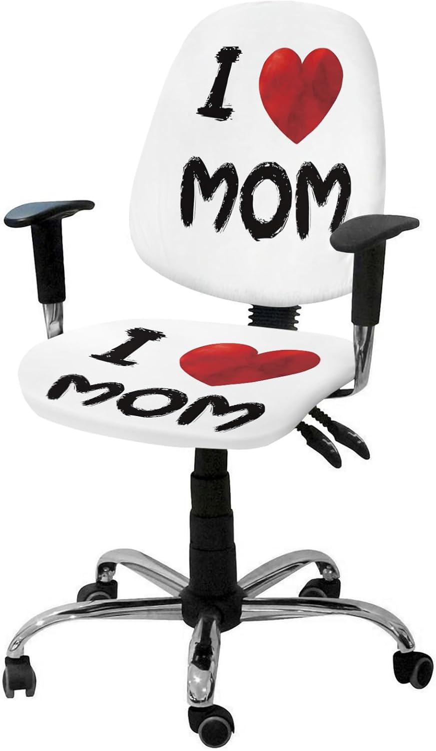 Computer Office Chair Cover Happy Mother’s Day Heart Split Protective Stretchable Rotating Desk Chair Seat Covers I Love Mom Removable Washable