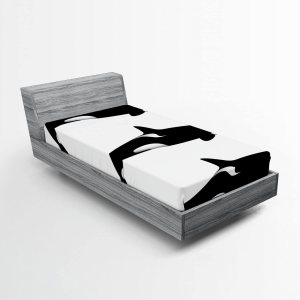 Ambesonne Sábana bajera ajustable de animales marinos, 3 orcas orcas en diferentes ilustraciones, estilo blanco y negro, ropa de cama de tela Ambesonne Sábana bajera ajustable de animales marinos, 3 orcas orcas en diferentes ilustraciones, estilo blanco y negro, ropa de cama de tela