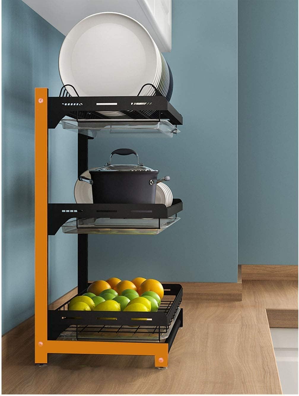 Estante de secado de platos de 3 niveles ajustable de cocina con tabla de drenaje extraíble, cromo resistente de gran capacidad, organizador de