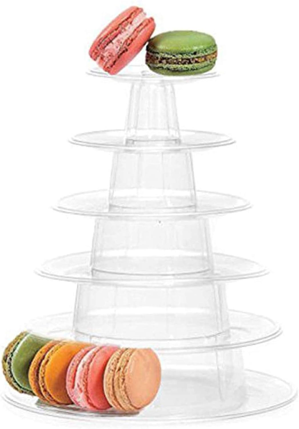 Soporte redondo de 6 niveles para tartas, torre de macarrón, soporte de exhibición de postres de cupcakes de plástico, bandeja para servir