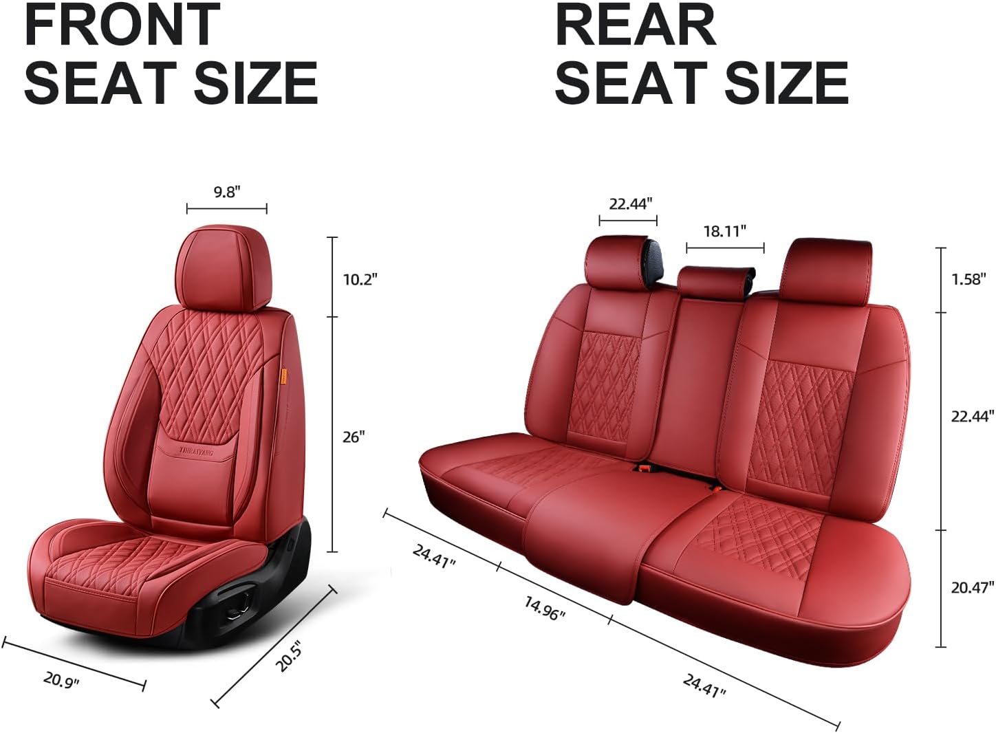 Juego completo de fundas de asiento de automóvil, fundas de cuero transpirable para asientos delanteros y traseros y reposacabezas, funda universal