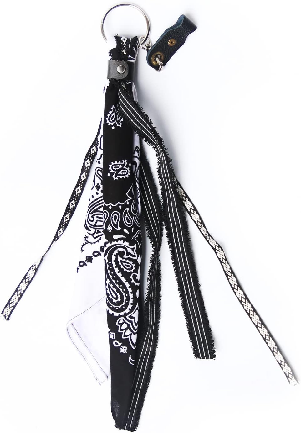 Funda para manillar de motocicleta, diseño de flores de anacardo con flecos, compatible con barra de motocicleta de 22 a 0.984 in (negro y blanco)