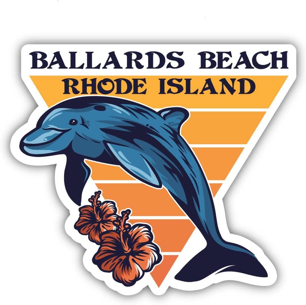 Ballards Beach Rhode Island Beach Souvenir Vinyl Decal Sticker Dolphin Design 3 Inch