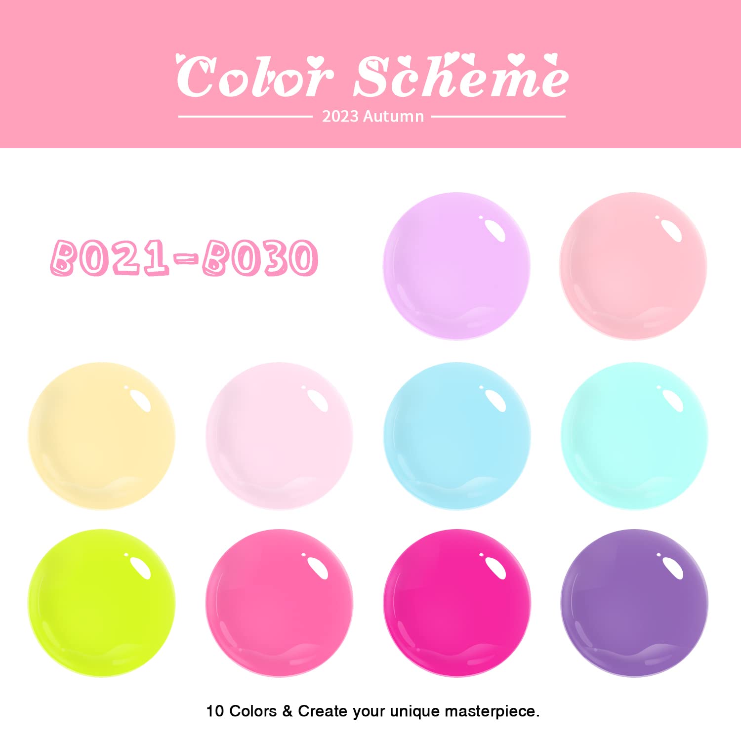 Beautpal – Juego de esmaltes de uñas de gel pastel neón, decoración de Pascua, macarrón brillante, esmalte de uñas de primavera y verano, 10