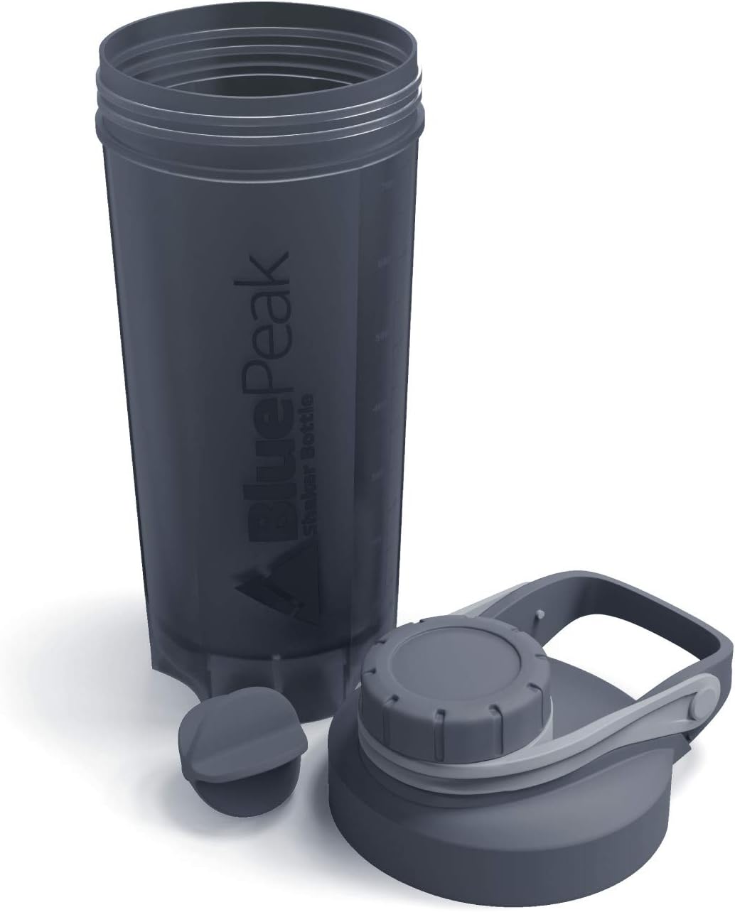 BluePeak Botella mezcladora de proteínas de 28 onzas, paquete de 3 con tapa giratoria. Sin BPA, bolas agitadoras incluidas (morado, rojo y gris)