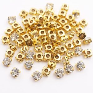 Diamantes de imitación de 0.118in a 0.394in, diamantes de imitación de garra dorada, piedras de cristal brillantes, accesorios de costura para ropa Diamantes de imitación de 0.118in a 0.394in, diamantes de imitación de garra dorada, piedras de cristal brillantes, accesorios de costura para ropa