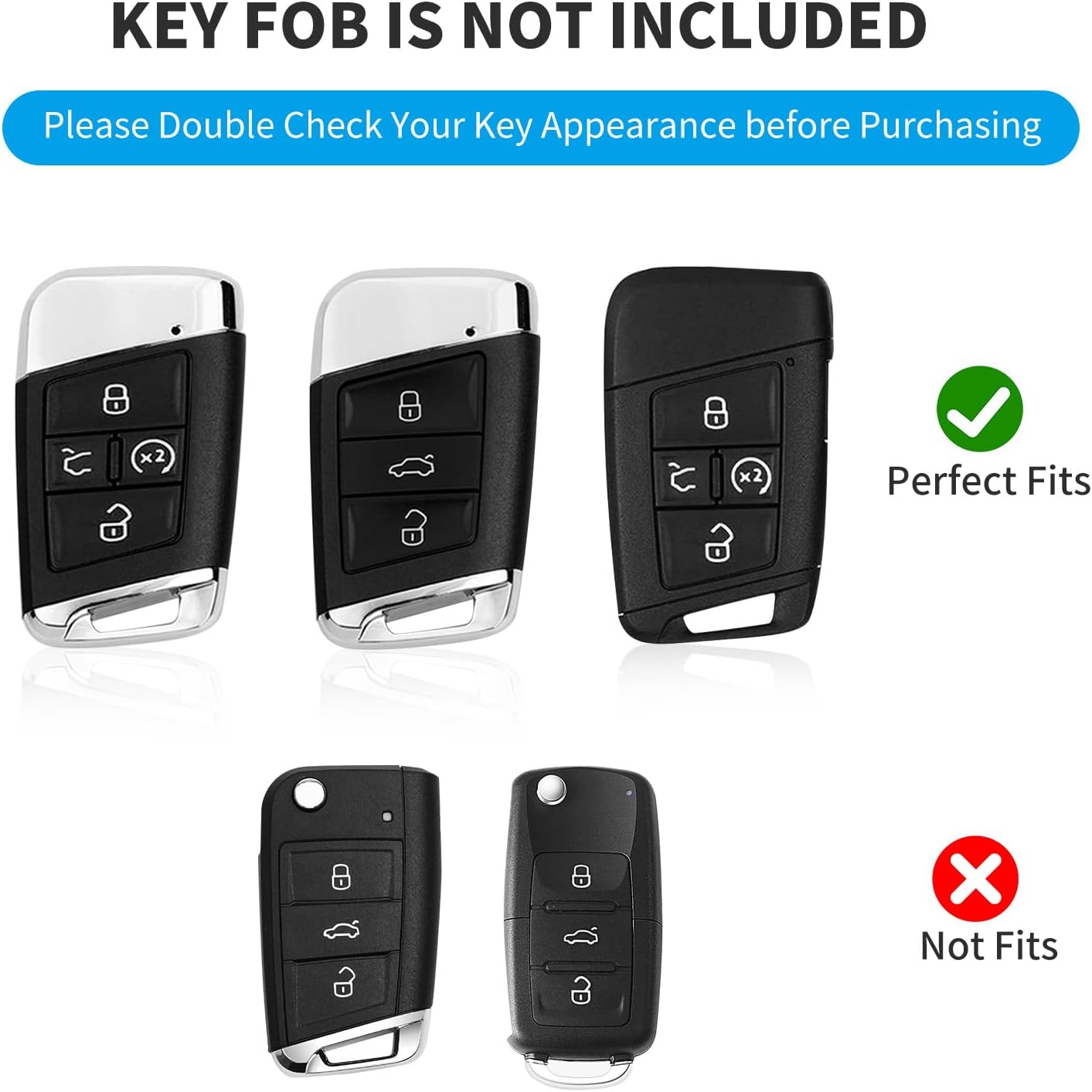 Funda para llavero VW Atlas, funda de fibra de carbono real para Volkswagen con llavero, protector de llavero para Tiguan (2022-2024) para Atlas
