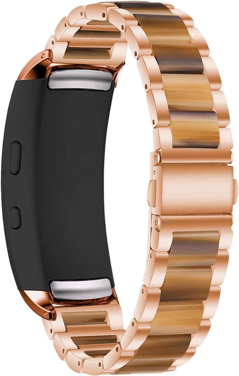 Gheper Correa de reloj de resina de acero inoxidable compatible con Samsung Gear Fit2 Pro SM-R365Gear Fit2 SM-R360 Smartwatch Correa de metal de