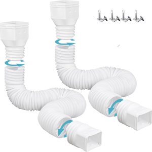 HAHOME Paquete de 2 extensiones flexibles de canaleta de lluvia, conectores extensores de drenaje de 21 a 60 pulgadas con tornillos, color blanco HAHOME Paquete de 2 extensiones flexibles de canaleta de lluvia, conectores extensores de drenaje de 21 a 60 pulgadas con tornillos, color blanco