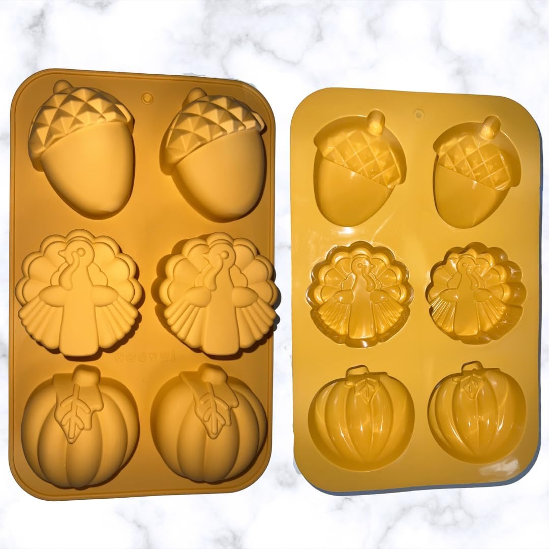 CandyMolds – Moldes de silicona de Halloween, moldes de silicona de otoño, moldes de cosecha, moldes de chocolate para decoración de pasteles,