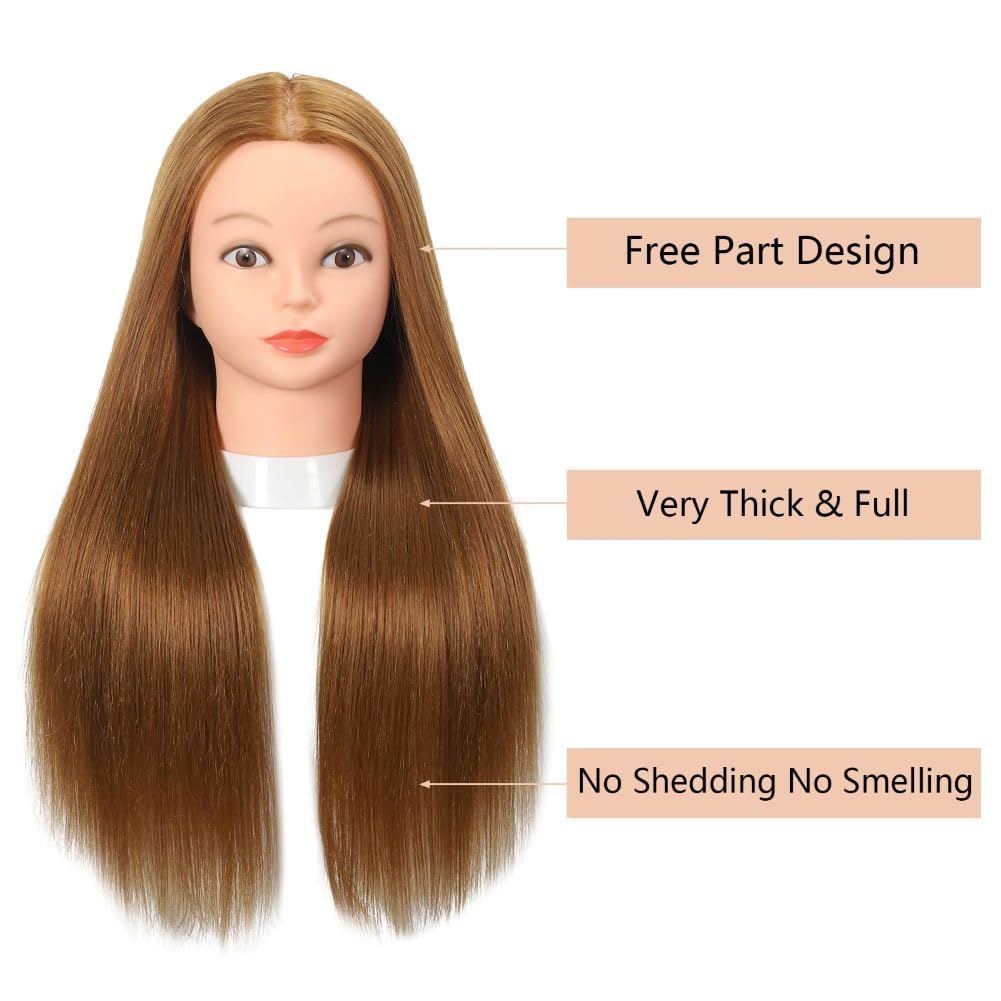 Opini Cabeza de maniquí con cabello, 80% cabello humano lacio, 26-28 pulgadas, cabeza de muñeca con cabello, cabeza de maniquí de cosmetología,